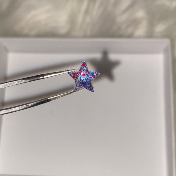10pcs 3D Nail Charm Blue and Red Glitter Large Stars - Made For All Lengths! - Picture 1 of 14